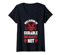 Womens Religion is Curable - Sexuality Not Gothic Pride V-Neck T-Shirt