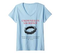 Womens Religious Quote Faith Jesus Sacrifice God Christian Bible V-Neck T-Shirt