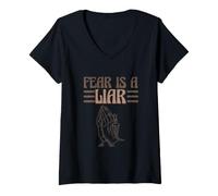 Women's Religious Saying Christianity Faith Catholic Fear is A Liar V-Neck T-Shirt