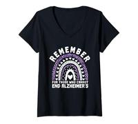 Womens Remember For Those Who Cannot Alzheimer Awareness Butterfly V-Neck T-Shirt