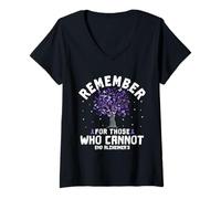 Womens Remember For Those Who Cannot Alzheimer Awareness Butterfly V-Neck T-Shirt