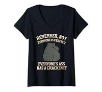 Womens Remember No One is Perfect Funny Hippo Lover T V-Neck T-Shirt