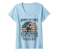 Women's Remember The Fallen Honor The Brave Soldier Memorial Day V-Neck T-Shirt