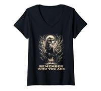 Women's Remember Who You are - T-Rex & Chicken V-Neck T-Shirt