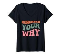 Women's Remember Your Why Motivational Inspirational Purpose V-Neck T-Shirt