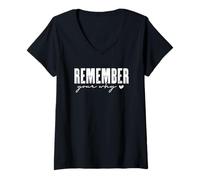 Womens Remember Your Why Motivational Phrase V-Neck T-Shirt
