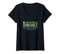 Womens Remission Accomplished - Non Hodgkin's Lymphoma Survivor V-Neck T-Shirt