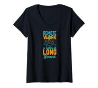 Women's Remote Work is Better At Long Beach Work from Home V-Neck T-Shirt