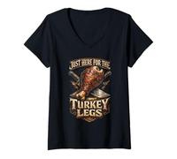 Women's Ren Faire Medieval Just Here for The Turkey Legs V-Neck T-Shirt