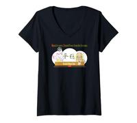 Womens Ren-World 40 Zen Munch-2/5 Munch Animal Japanese Dormitory Rabbit Heart Buddhist Peaceful Self-Solving Magatama V-Neck T-Shirt