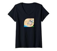Womens Ren-World 67 Matcha Ice Cream Floral Hawaii Beach Aloha Relaxing Small Animals Plumeria Hibiscus V-Neck T-Shirt