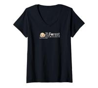 Womens Ren-World 89 Japanese Dormite, Small Animals, Psychic, Cute Girl Living Fossil Forest Ninja Upside Down V-Neck T-Shirt