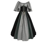 Womens Renaissance Costume Vintage Elegant Lace up Halloween Gown Princess Dress with Corset Medieval Evening Party Prom Cocktail Swing Victorian Dresses for Ladies