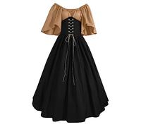 Womens Renaissance Costume Vintage Elegant Lace up Halloween Gown Princess Dress with Corset Medieval Evening Party Prom Cocktail Swing Victorian Dresses for Ladies
