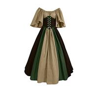 Womens Renaissance Costume Vintage Elegant Lace up Halloween Gown Princess Dress with Corset Medieval Evening Party Prom Cocktail Swing Victorian Dresses for Ladies