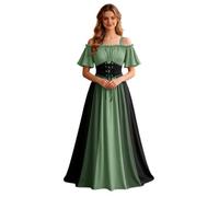 Womens Renaissance Costume Vintage Elegant Lace up Halloween Gown Princess Dress with Corset Medieval Evening Party Prom Cocktail Swing Victorian Dresses for Ladies e928