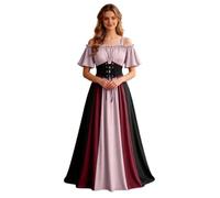 Womens Renaissance Costume Vintage Elegant Lace up Halloween Gown Princess Dress with Corset Medieval Evening Party Prom Cocktail Swing Victorian Dresses for Ladies e928