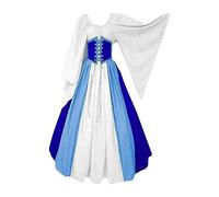 Womens Renaissance Costume Vintage Elegant Lace up Halloween Gown Princess Dress with Corset Medieval Evening Party Prom Cocktail Swing Victorian Dresses for Ladies
