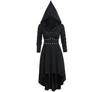 Womens Renaissance Costumes Hooded Robe Gothic Style Halloween Vintage Medieval Cloak Dresses,Female Halloween Dress Black Dresses for Women UK Goth Corset Cute Costumes Elf Costume Skull,u1067k