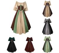 Women's Renaissance Dress, Off Shoulder Gothic Gown Medieval Chemise Peasant Style Short Puff Sleeve Corset Waist Fancy Dress for Cosplay/Ren Faire/Halloween/World Book Day