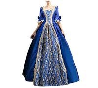 Womens Renaissance Dress Regency Dress Half Sleeve High Waist Victorian Dresses Medieval Vintage Dresses for Women Adult Women Christmas Party Outfits (1-Blue, S)