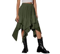 Women's Renaissance Flowy Fairy Skirt Y2k Contrast Lace Layered Asymmetrical Midi Skirts 2025 New