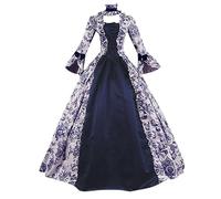 Women's Renaissance Marie Antoinette Ball Gown Victorian Medieval Floral Print Halloween Party Costume