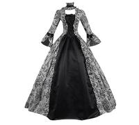 Women's Renaissance Marie Antoinette Ball Gown Victorian Medieval Floral Print Halloween Party Costume