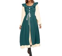 Women's Renaissance Maxi Dress, Medieval Dresses with Lacing, Victorian Medieval Dress, Halloween Outfit, Carnival, Party, Victorian Palace Pleated Dress, Evening Dresses, Festival, A01 Green, M