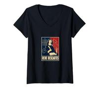 Women's Rene Descartes Philosophy Mathematics Geometry V-Neck T-Shirt