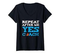 Womens Repeat After Me Yes Coaches Basketball V-Neck T-Shirt