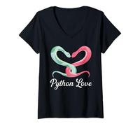 Womens Reptile Snake Lover Snakes Herpetology Ball Python V-Neck T-Shirt