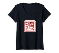 Womens Republic of Korea Cool Korean Hangul Word V-Neck T-Shirt