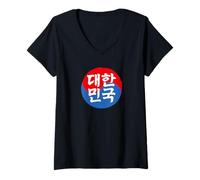 Womens Republic of Korea Hangul Korean Word Taeguk V-Neck T-Shirt