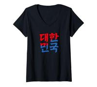 Womens Republic of Korea Hangul Korean Word V-Neck T-Shirt
