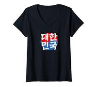 Womens Republic of Korea Hangul Word on Taeguk Symbol V-Neck T-Shirt