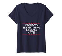 Women's Republican Proud to Be Everything Liberals Hate USA Flag V-Neck T-Shirt
