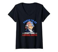 Women's Republican Proud to Be Everything Liberals Hate USA Flag V-Neck T-Shirt