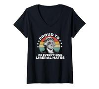 Women's Republican Proud to Be Everything Liberals Hate USA Flag V-Neck T-Shirt