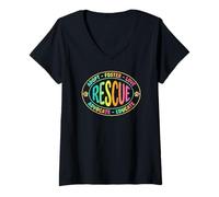 Women's Rescue, Adopt, Foster, Love, Advocate, Educate Colorful V-Neck T-Shirt