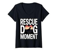Women's Rescue Dog Moment Shelter Adoption V-Neck T-Shirt