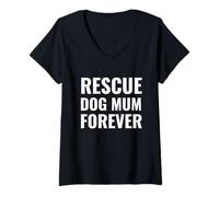 Women's Rescue Dog Mum Forever. V-Neck T-Shirt