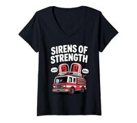 Women's Rescue Hero Firefighter Fire Truck Squad Wild Wee Woo V-Neck T-Shirt