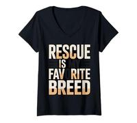 Women's Rescue is My Favorite Breed Dog Adoption V-Neck T-Shirt