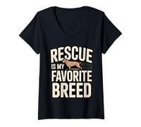 Women's Rescue is My Favorite Breed Dog Adoption V-Neck T-Shirt