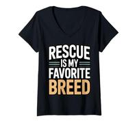 Women's Rescue is My Favorite Breed Dog Adoption V-Neck T-Shirt
