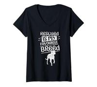 Womens Rescued is My Favourite Breed Rescuing Dog Rescue Dogs V-Neck T-Shirt