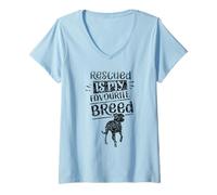 Womens Rescued is My Favourite Breed Rescuing Dog Rescued Dogs V-Neck T-Shirt