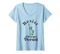 Womens resist dissent persist feminist women american Flag Liberty V-Neck T-Shirt