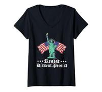 Womens resist dissent persist feminist women Protest American Flag V-Neck T-Shirt